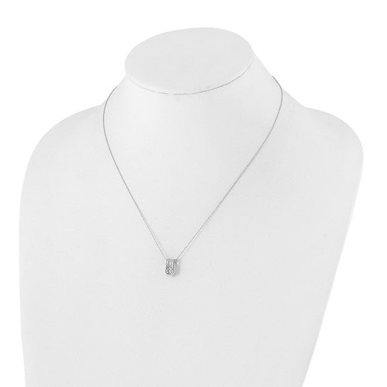 14k White Gold 1/3 Ct Lab Grown Diamond U-Shape Pendant Necklace 18" VS/SI, G