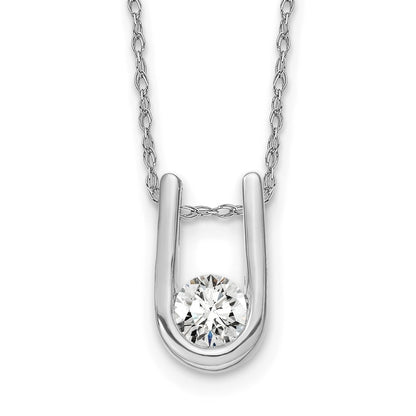 14k White Gold 1/3 Ct Lab Grown Diamond U-Shape Pendant Necklace 18" VS/SI, G