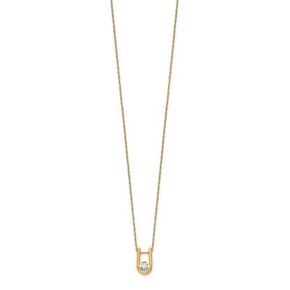 14k White Gold 1/3 Ct Lab Grown Diamond U-Shape Pendant Necklace 18" VS/SI, G
