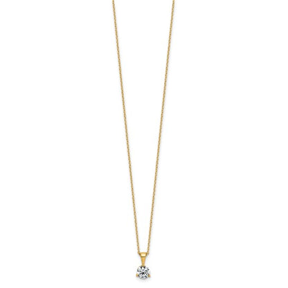 1 Ct Lab Grown Diamond Solitare Pendant Necklace 18" 14k Yellow Gold VS/SI, G