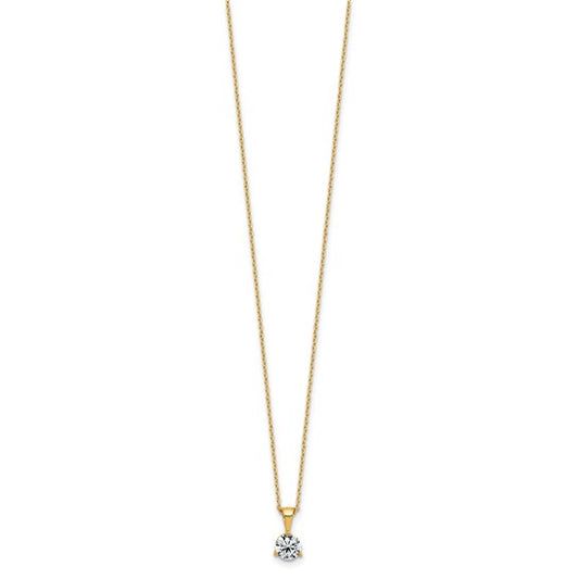 1 Ct Lab Grown Diamond Solitare Pendant Necklace 18" 14k Yellow Gold VS/SI, G