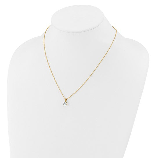 1 Ct Lab Grown Diamond Solitare Pendant Necklace 18" 14k Yellow Gold VS/SI, G