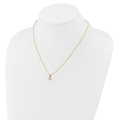 1 Ct Lab Grown Diamond Solitare Pendant Necklace 18" 14k Yellow Gold VS/SI, G