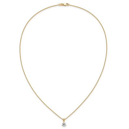 1 Ct Lab Grown Diamond Solitare Pendant Necklace 18" 14k Yellow Gold VS/SI, G