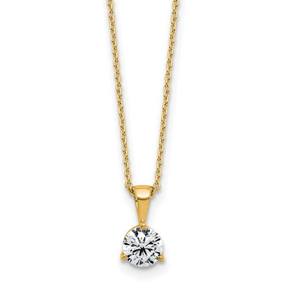 1 Ct Lab Grown Diamond Solitare Pendant Necklace 18" 14k Yellow Gold VS/SI, G