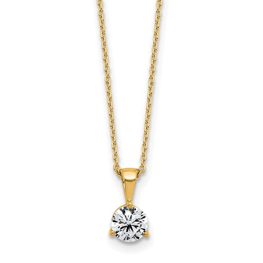 1 Ct Lab Grown Diamond Solitare Pendant Necklace 18" 14k Yellow Gold VS/SI, G