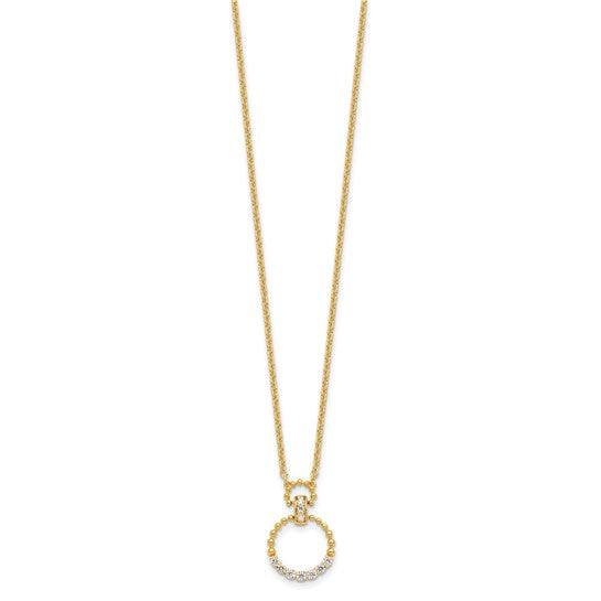 1/4 Ct Lab Grown Diamond Circle Pendant Necklace 18" in 14k Yellow Gold VS-SI, G