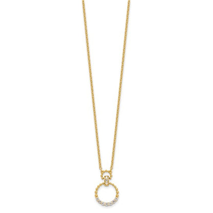 1/4 Ct Lab Grown Diamond Circle Pendant Necklace 18" in 14k Yellow Gold VS-SI, G