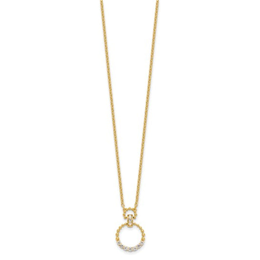 1/4 Ct Lab Grown Diamond Circle Pendant Necklace 18" in 14k Yellow Gold VS-SI, G