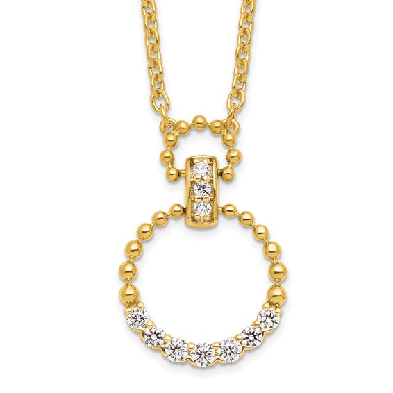 1/4 Ct Lab Grown Diamond Circle Pendant Necklace 18" in 14k Yellow Gold VS-SI, G