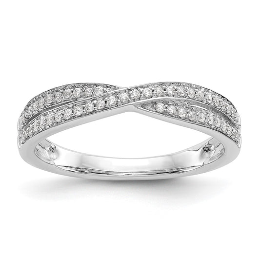 14K White Gold Criss-Cross 1/5 Ct Diamond Wedding Band Ring