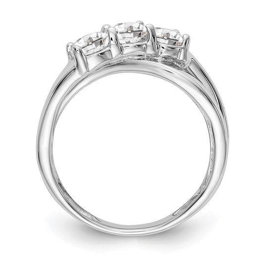 14K White Gold 3-Stone Diamond Engagement Ring Size 7