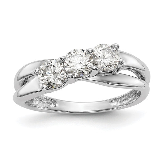 14K White Gold 3-Stone Diamond Engagement Ring Size 7