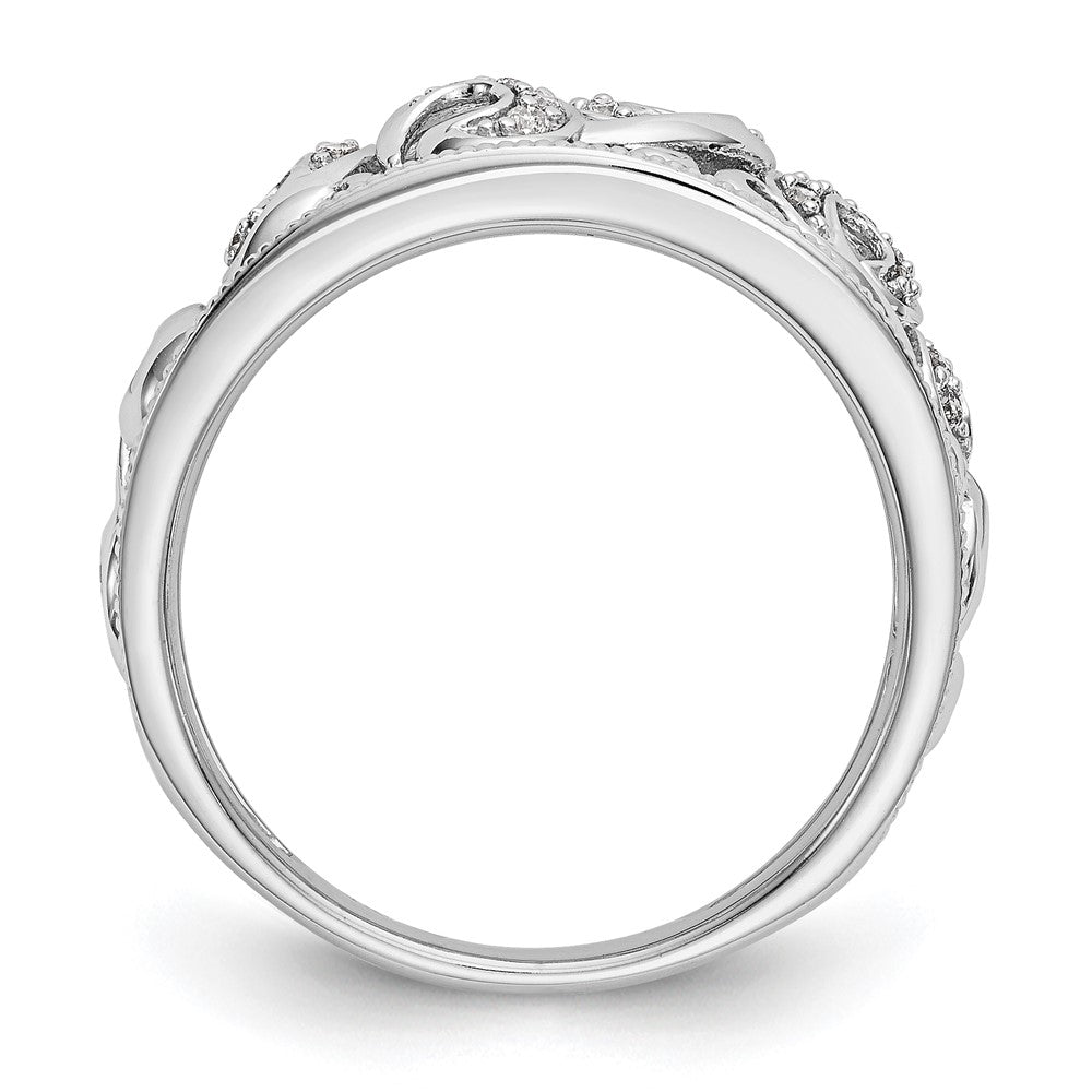 14K White Gold Swirled 1/6 Ct Diamond Wedding Band Ring