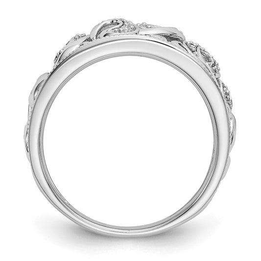 14K White Gold Swirled 1/6 Ct Diamond Wedding Band Ring