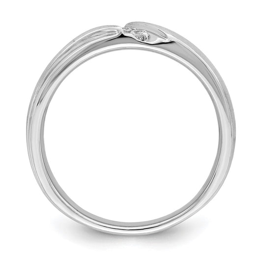 14k White Gold 3-Stone 1/8 carat Diamond Men's Band Size 10