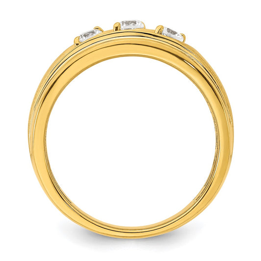14k Yellow Gold 3-Stone 3/8 carat Diamond Men's Ring Size 10