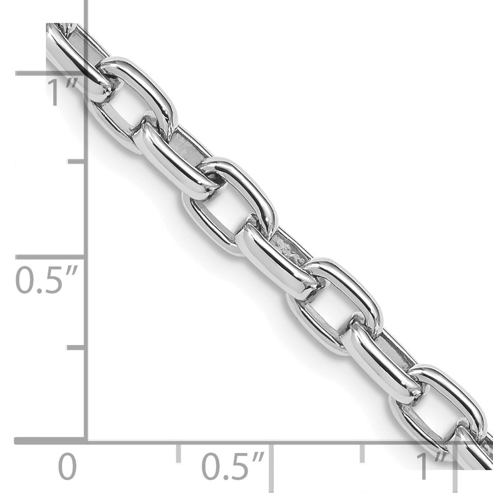 14K White Gold 5mm Hand Polished Fancy Link Bracelet 8.5 inch with Lobster Clasp