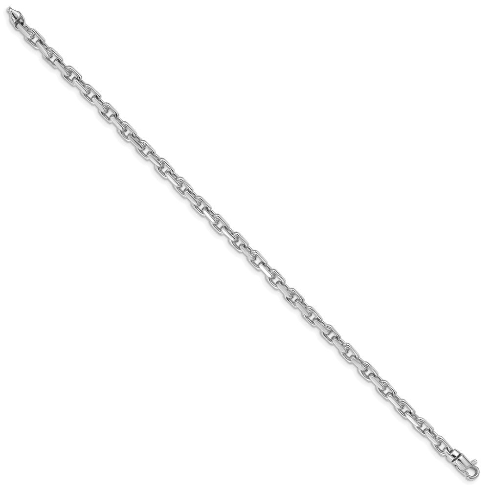 14K White Gold 4.2mm Hand Polished Fancy Link Bracelet 8.25 inch with Lobster Clasp