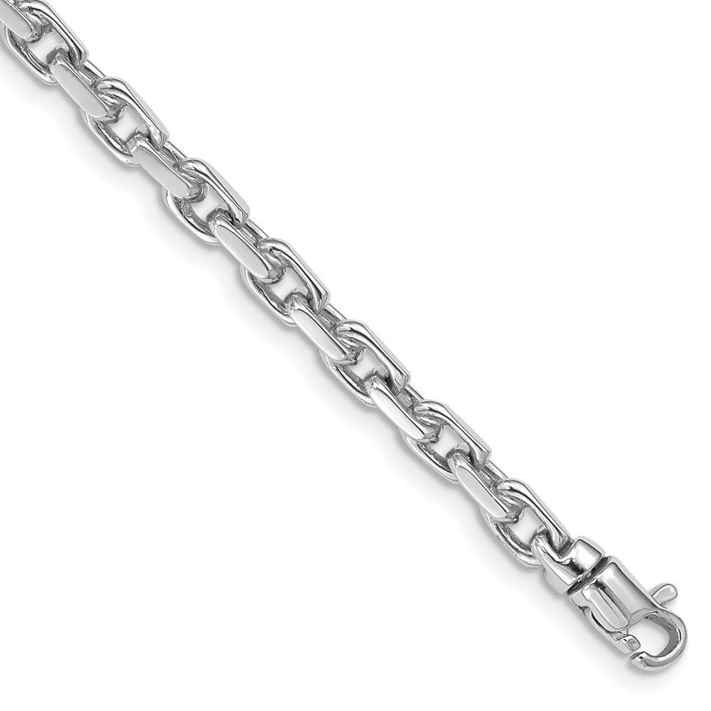 14K White Gold 4.2mm Hand Polished Fancy Link Bracelet 8.25 inch with Lobster Clasp