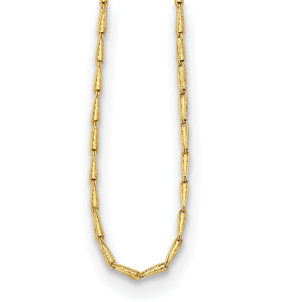 D2D 14K Fancy Textured Link 18 inch Bead and Station Necklaces