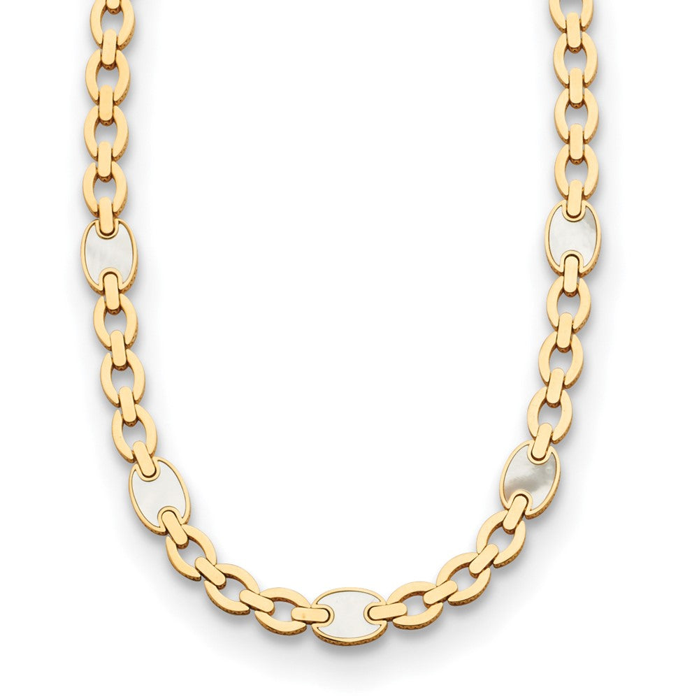 D2D 14K Mother of Pearl & Chain Link 18 inch Pearls Necklaces