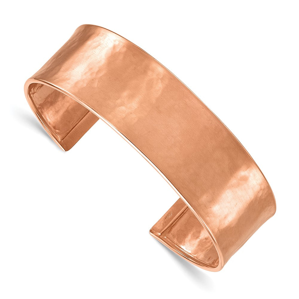 D2D 14K Rose Gold Hammered 19mm Cuff Bangle