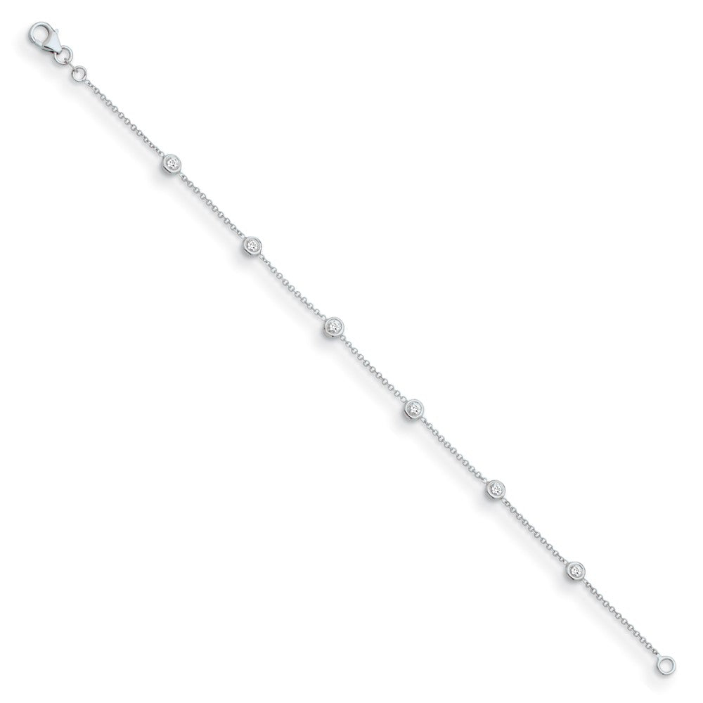 D2D 14K White Gold Diamond Circles 7.25 inch Diamond Bracelet