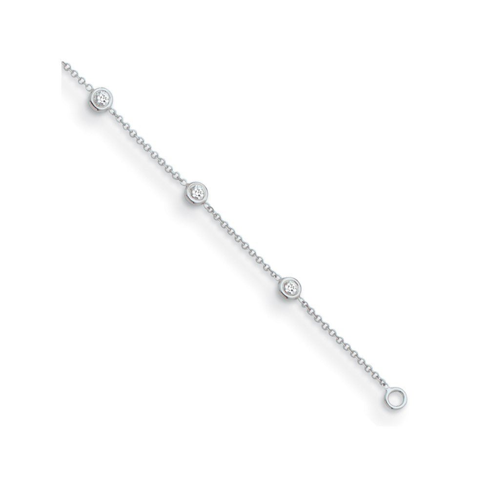 D2D 14K White Gold Diamond Circles 7.25 inch Diamond Bracelet