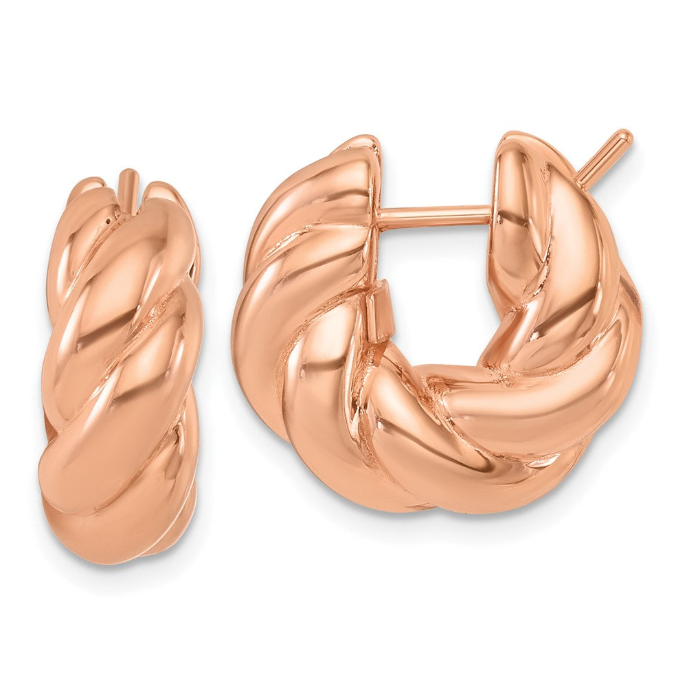 D2D 14K Rose Gold 19mm Twisted Rope Hoop Earrings