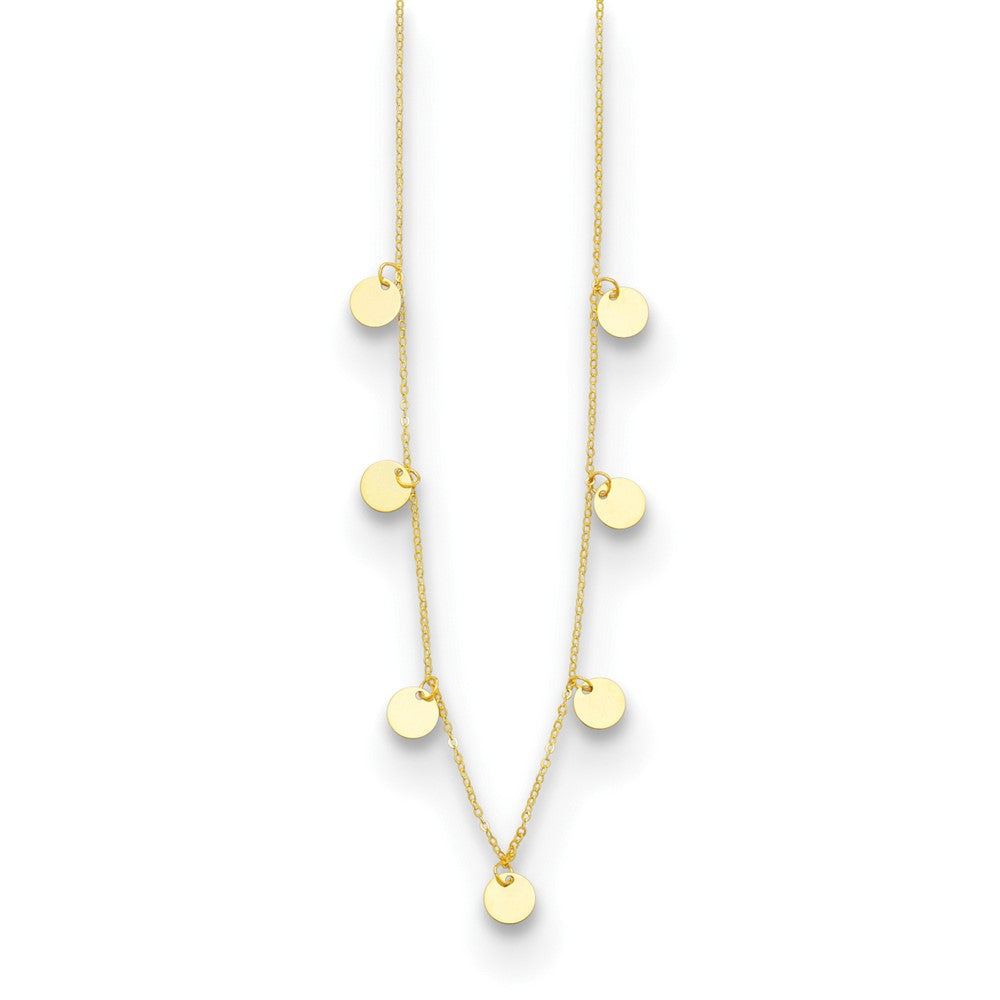 D2D 14K Circle Dangle Discs w/Chain 16in w/2in ext. Bead and Station Necklaces