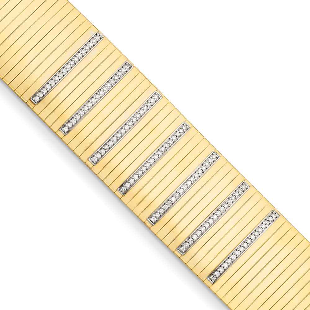 D2D 14K Diamond Wide Band 7.25 inch Diamond Bracelet