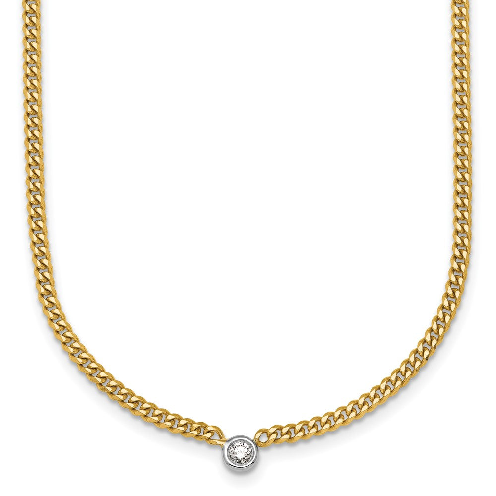 D2D 14K Two-tone Diamond Curb 7.25 inch Diamond Bracelet