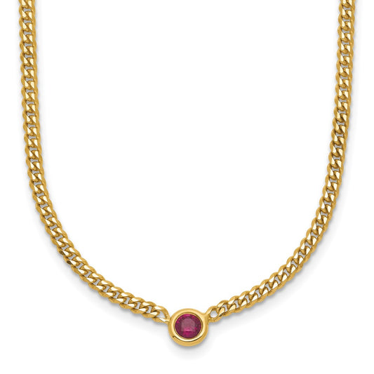 D2D 14K Ruby Curb Link 7.25 inch Gemstone Bracelet