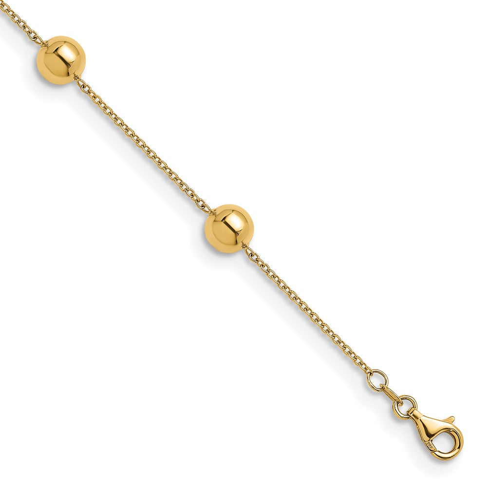 D2D 14K 8mm Bead & Cable Link 20 inch Bead and Station Necklaces