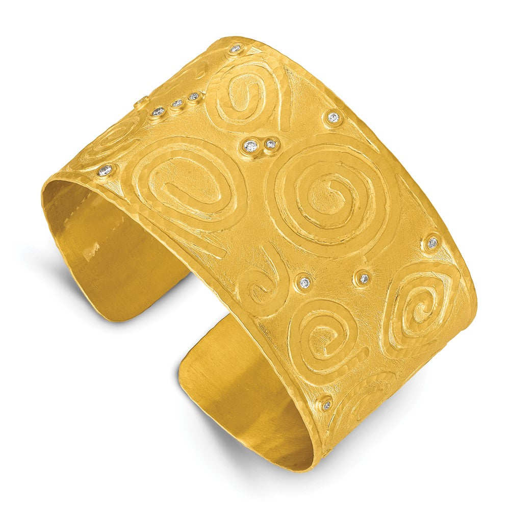 D2D 14K Diamond Circle Pattern Cuff Bangle