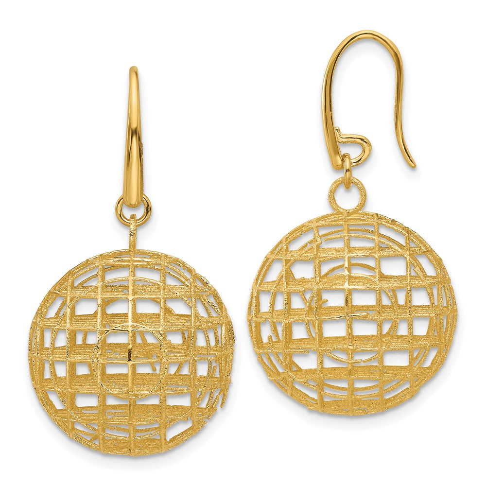 D2D 14K 20mm Ball Wire Wrapped Dangle Earrings
