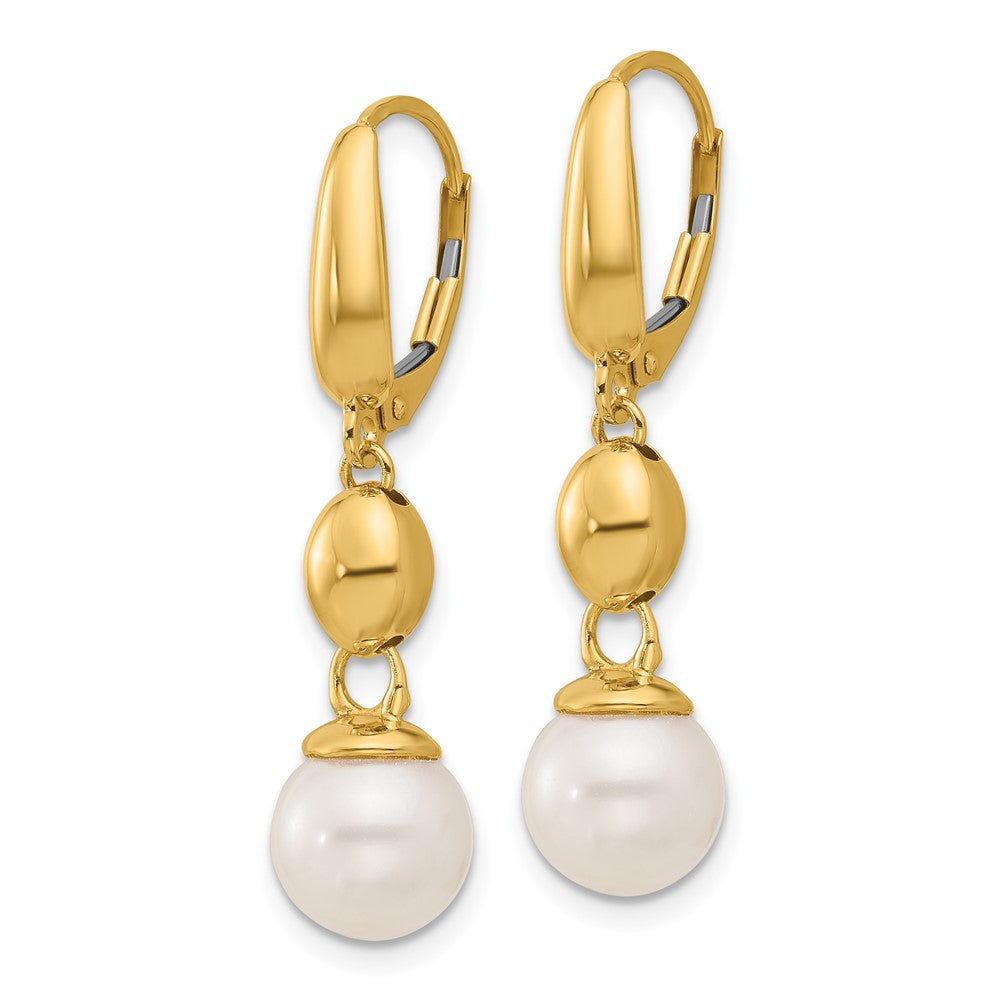 D2D 14K FW Cultured Pearl & Bead Leverback Dangle Earrings
