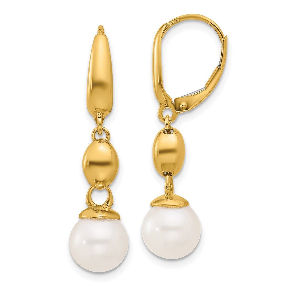 D2D 14K FW Cultured Pearl & Bead Leverback Dangle Earrings