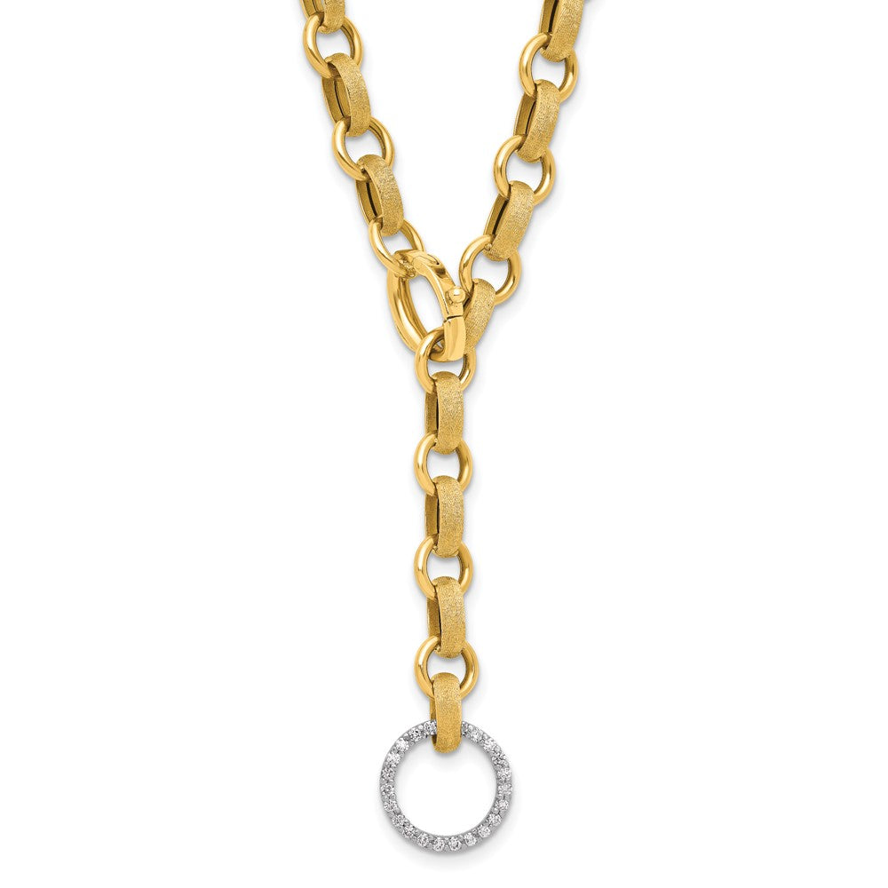 D2D 14K Two-tone Diamond 18 inch Adjustable Drop Necklace