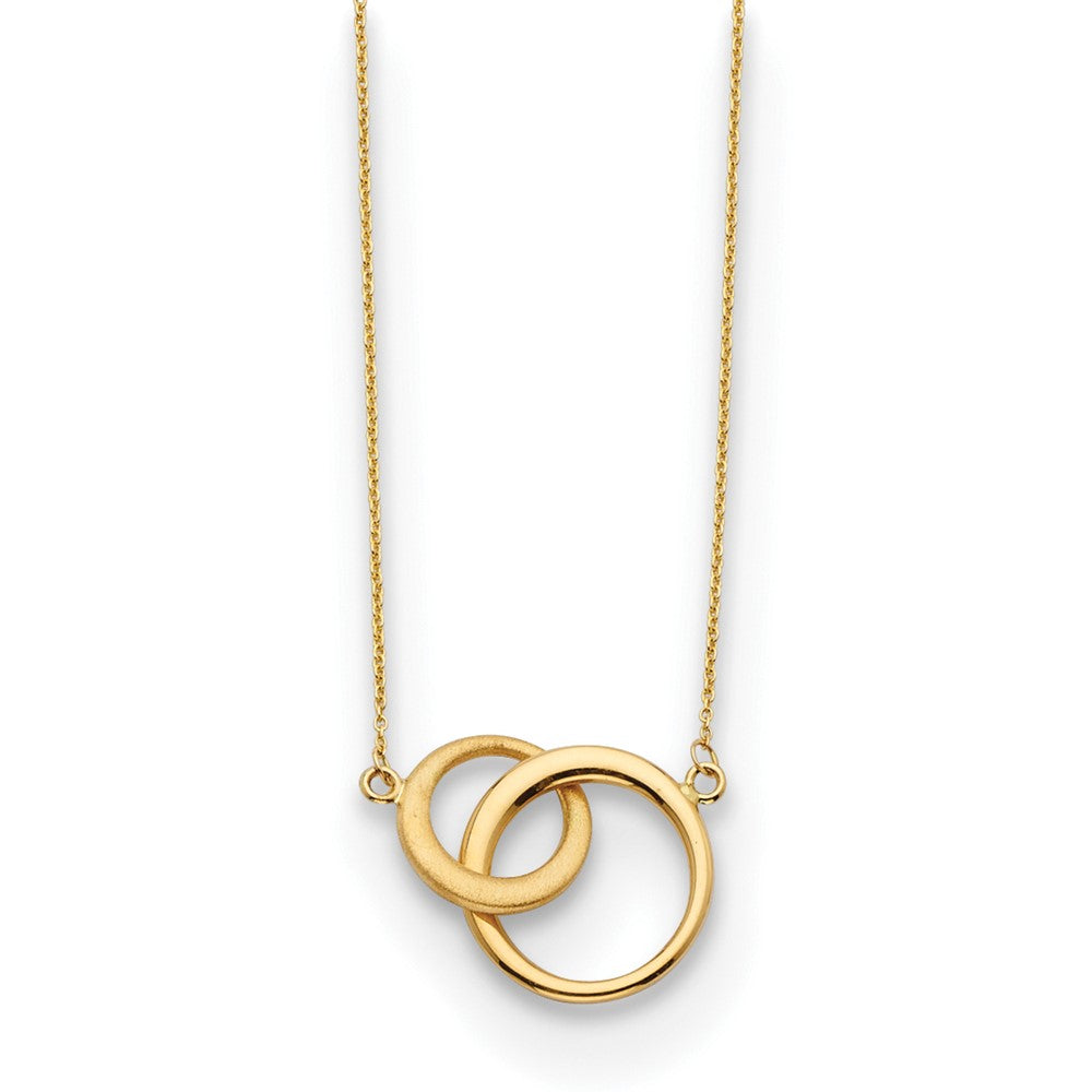 D2D 14K Satin & Polished Interlocking Circles 16 inch Fancy Necklaces