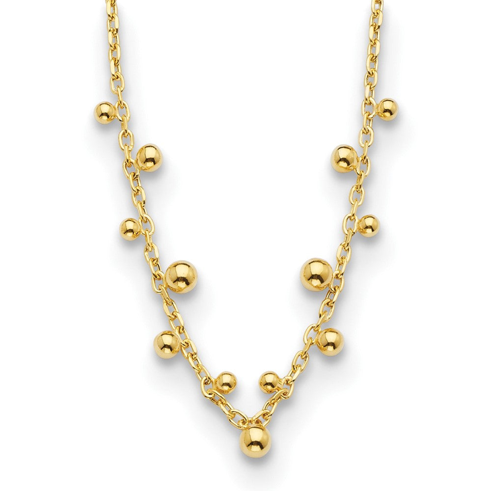 D2D 14K Dangle Beads w/Oval Link 18 inch Bead and Station Necklaces