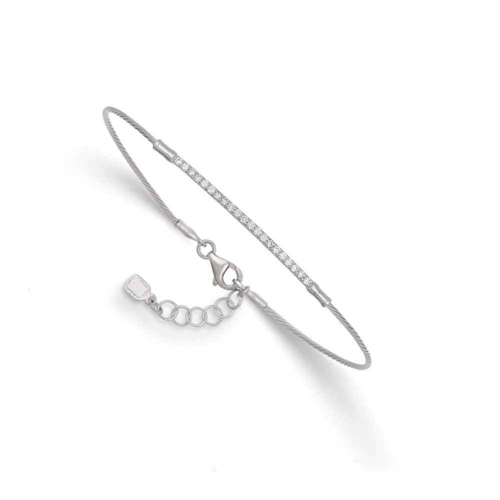 D2D 14K White Gold Diamond Bar w/Cable 7 inch Diamond Bracelet
