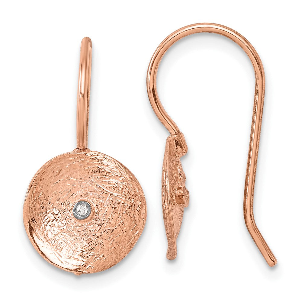 D2D 14K Rose Gold Diamond Textured Circle Dangle Earrings