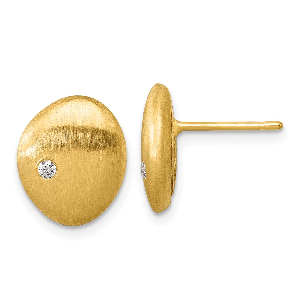 D2D 14K Diamond Satin Button Post Earrings