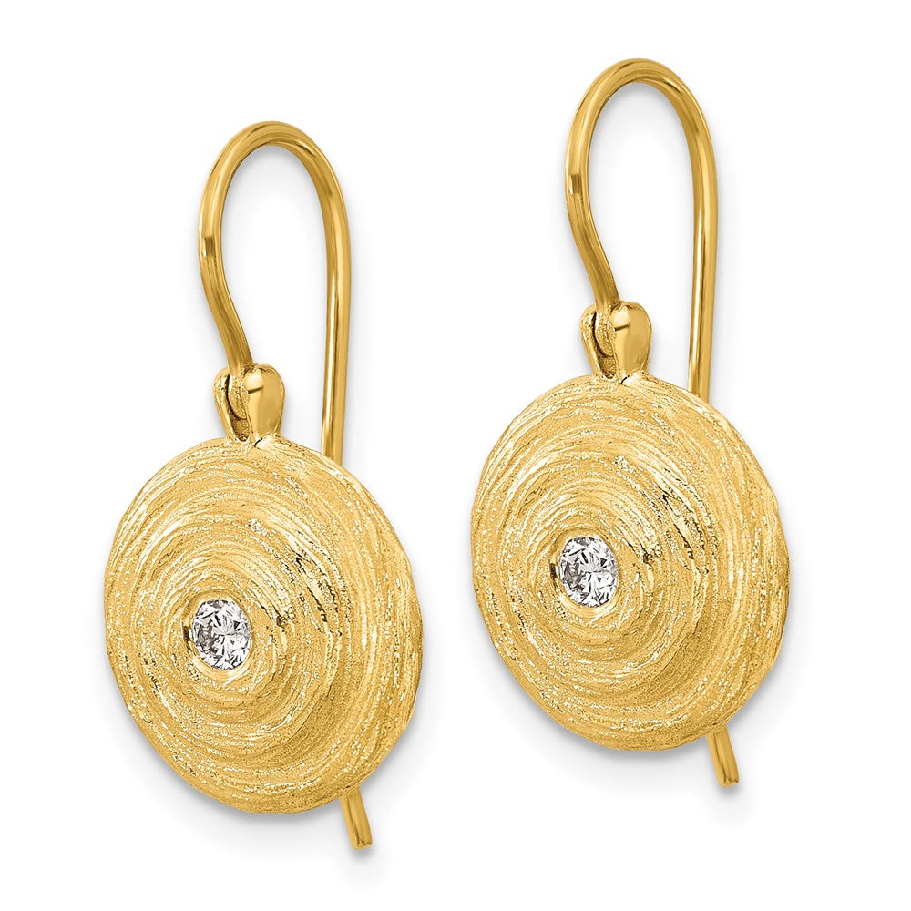 D2D 14K Diamond Swirl Circle Dangle Earrings