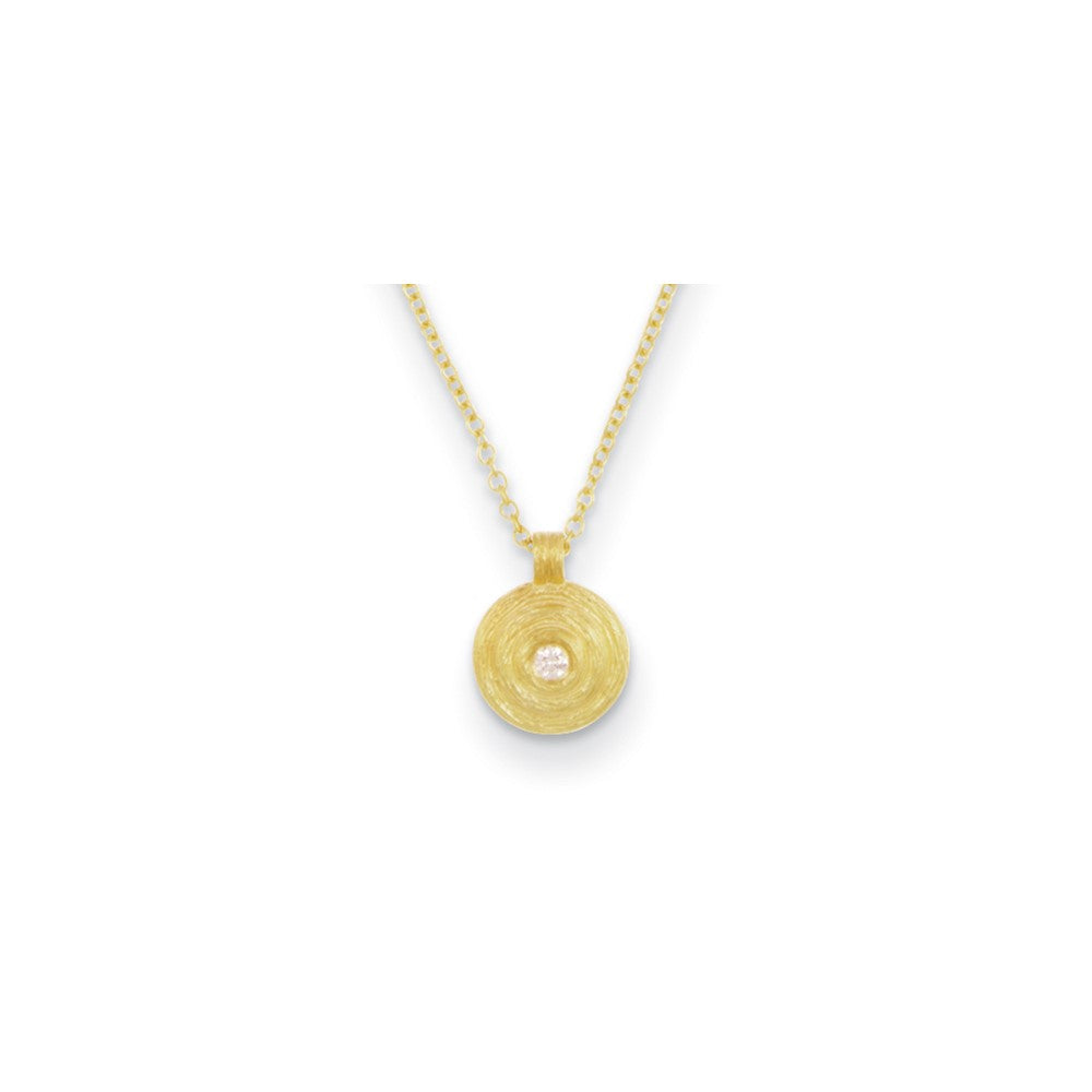 D2D 14K Diamond Textured Round 16inch w/2in ext Diamond Necklaces