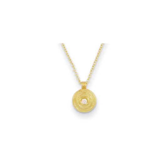 D2D 14K Diamond Textured Round 16inch w/2in ext Diamond Necklaces