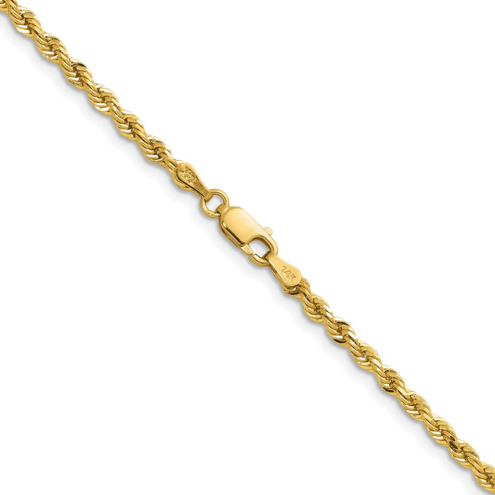 D2D 14K 3mm Solid Diamond Cut Rope 7 inch Bracelet
