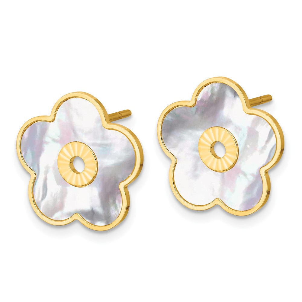 D2D 14K Mother of Pearl Flower Post Earrings